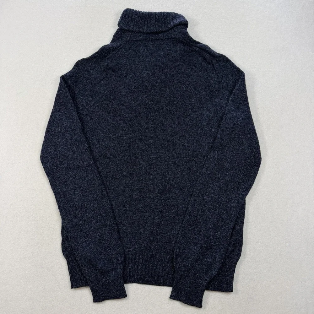 J.CREW Men's Blue Cardigan Sweater Large 100% Lambs Wool Shawl‎ Collar
